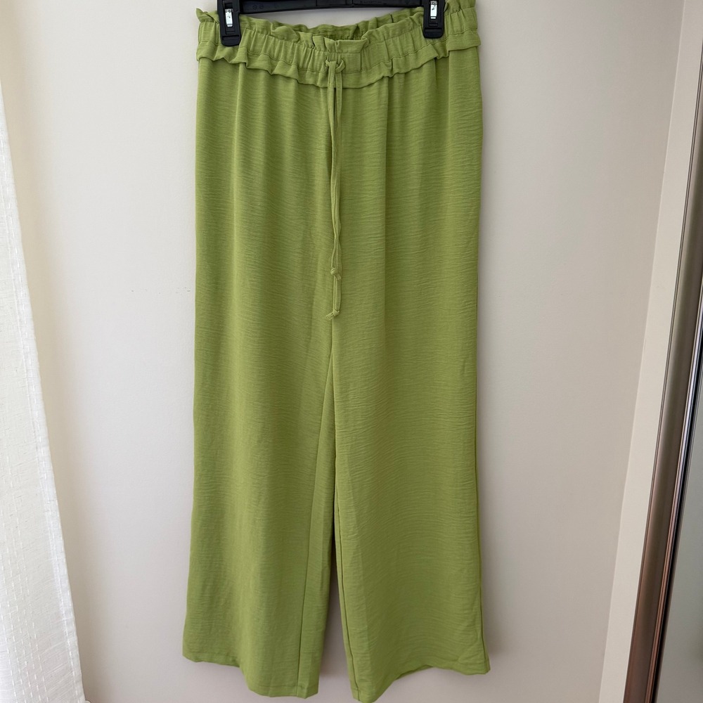 Messini Lime Green Wide Leg Paperbag Waist Pants Style 1518 Mens Medium